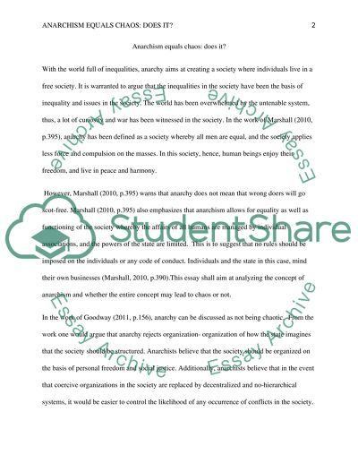 Anarchism Equals Chaos: Does It