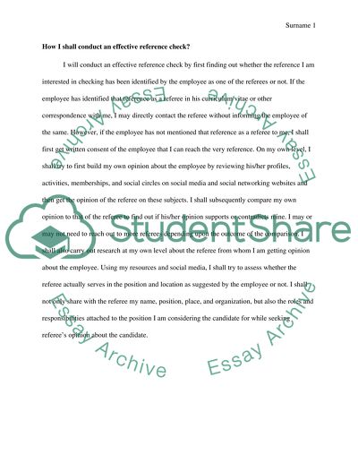 Explain how you will conduct an effective reference check