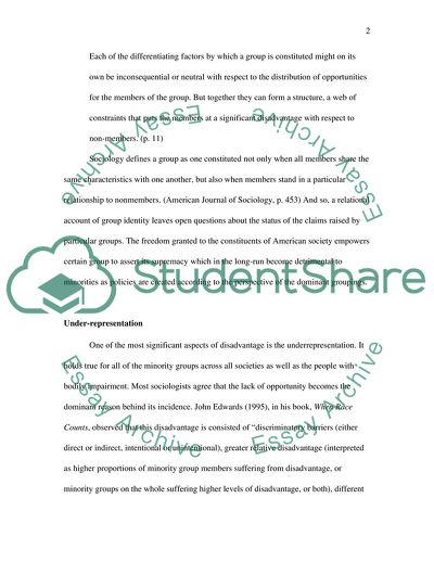 The Nature of Disadvantage and How This Is Experienced by Ethnic Minorities and Disabled People