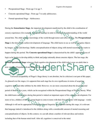 Cognitive Development in Childhood