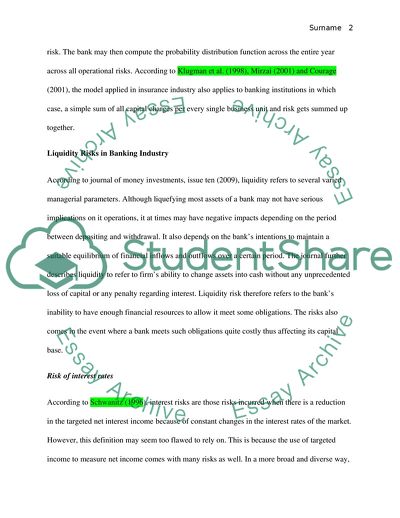 Analysis of Banking Risks