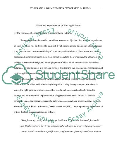 Ethics and Argumentation