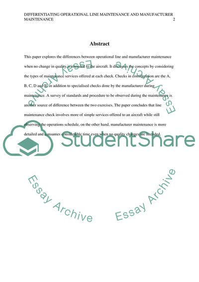 Differentiating Operational Line Maintenance and Manufacturer Maintenance