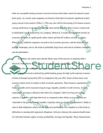 Rise in Corporate Debts