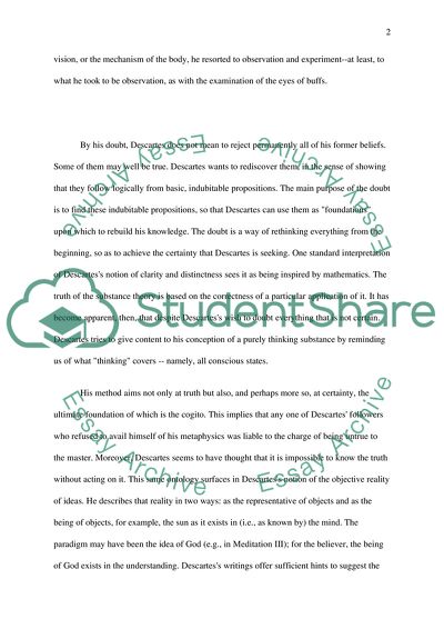 Philosophy - the Descartes of the Meditations