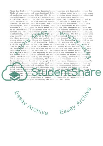 Organizational Behavior and Leadership Styles