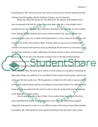 Overcoming College Student Homesickness Free Essay Example