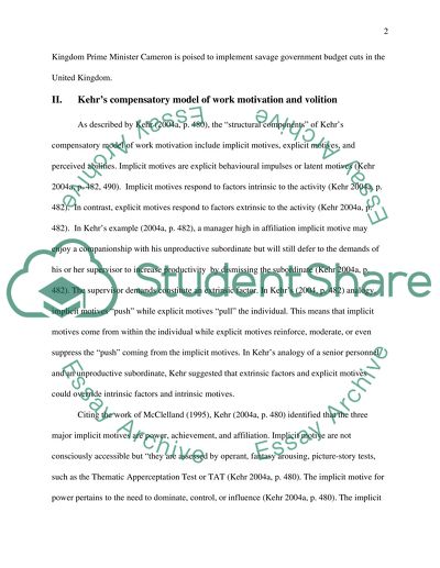 Kehrs Compensatory Model in Public Sector Cuts