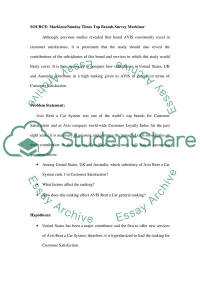 Customer Satisfaction of AVIS Rent