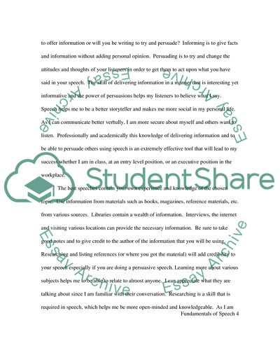 Aspects of the Fundamentals of Speech Class