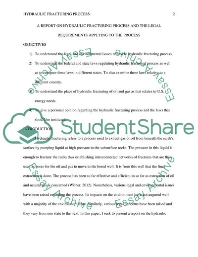 Hydraulic Fracturing Process and the Legal Requirements Applying to the Process