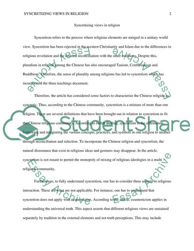 Syncretizing Views in Religion