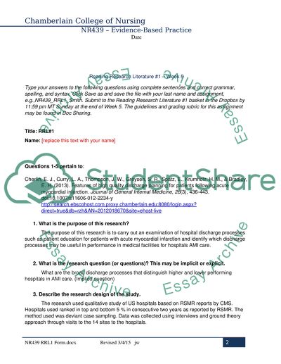 Reading Research Literature # 1