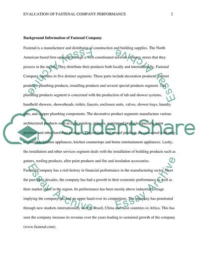 Evaluation of Fastenal Company Performance