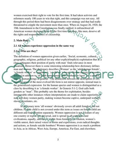 All Women Experience Oppression in the Same Way