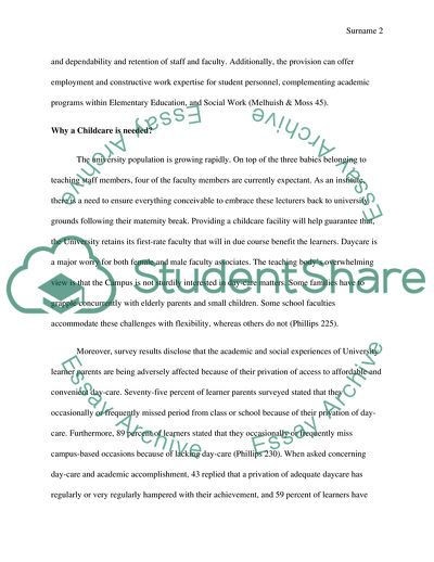 Creating a Daycare Facility in Campus