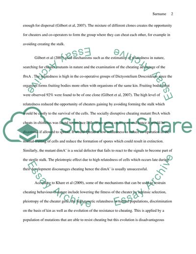 Discuss the maintenance of altruism in the social amoeba Dictyostelium doscoideum