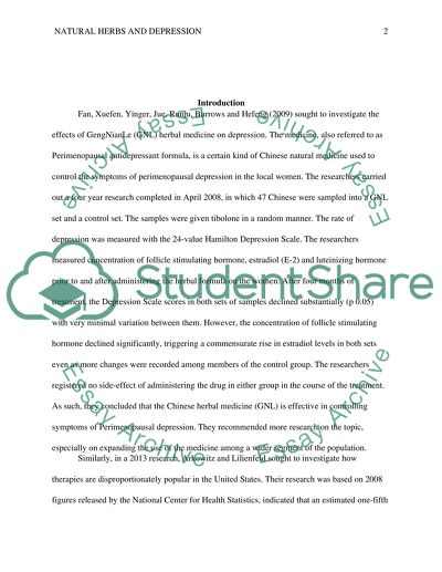 The Effects on Depression Using Natural Herbs