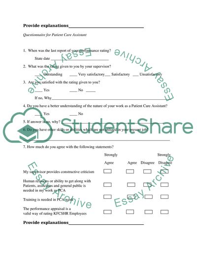 Questionnaire for Ward Clerks