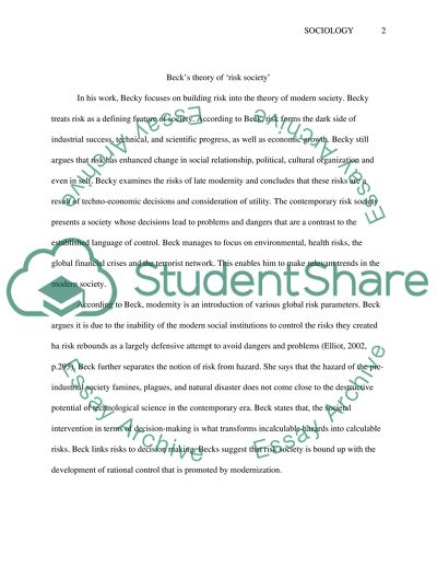 Becks Theory of Risk Society