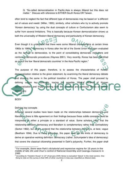 Liberal Democracy and Democratization of Korea