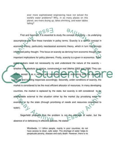 The Scarcity of Resources in the World