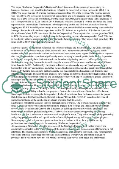 Starbucks Corporations Business Culture