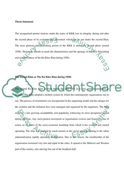 The Ku Klux Klan of the 1920s