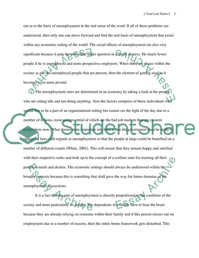 Unemployment Rates and the Affects on Economy