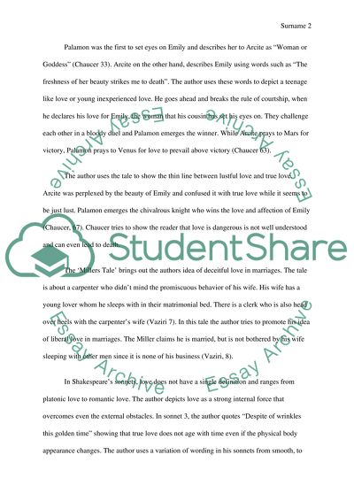 Discuss the ideas of love in Geoffrey Chaucer and Shakespeare