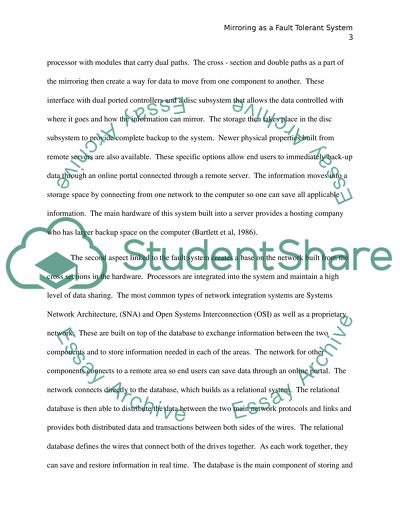 Mirroring as a Fault Tolerant System