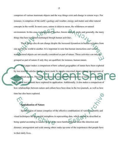 Cultural Geographies of Nature