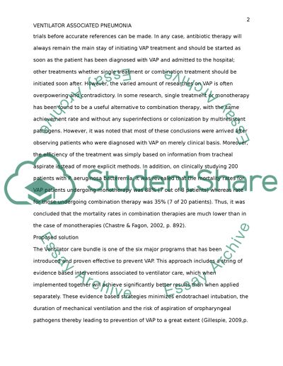Ventilator-Associated Pneumonia - Proposed Solution, Implementation and Evaluation