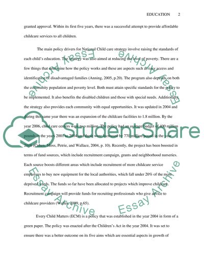 Whilst Early Childhood Education and Care Policy Took a Central Place Under New Labour