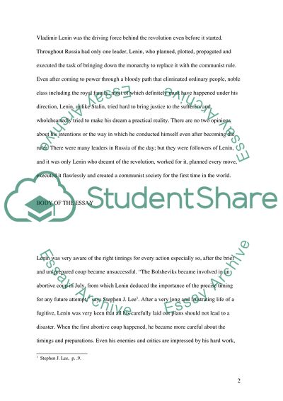 Lenin and Bolshevik Revolution