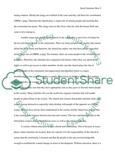 The Role of Church in the Society