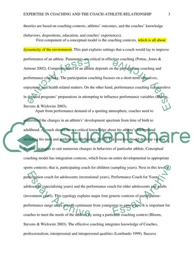 Expertise in Coaching and the Coach-Athlete Relationship