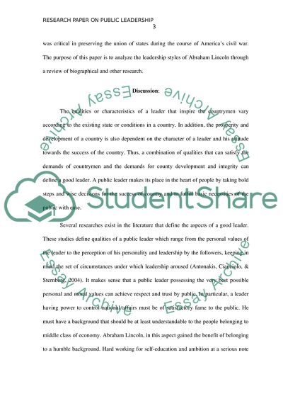 Public Leadership - Abraham Lincoln