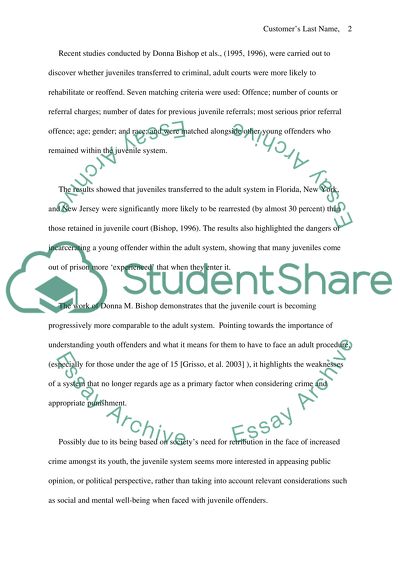 The Transfer of Juveniles to Criminal Court