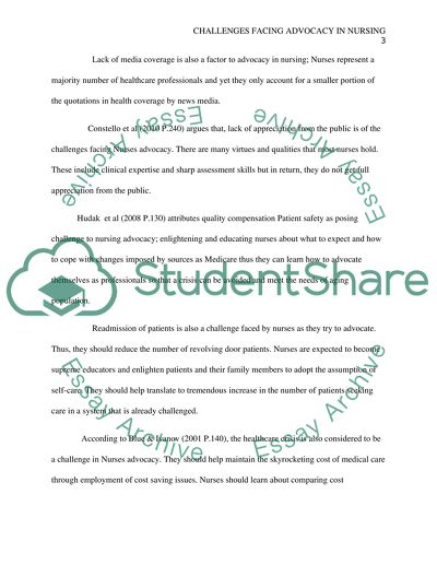 Challenges facing advocacy in nursing