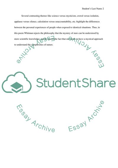 Overview of a poem When I Heard the Learnd Astronomer BY WALT WHITMAN