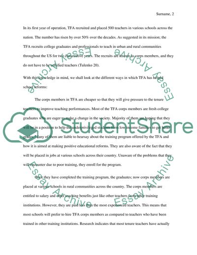 The Analysis of the Teach For America
