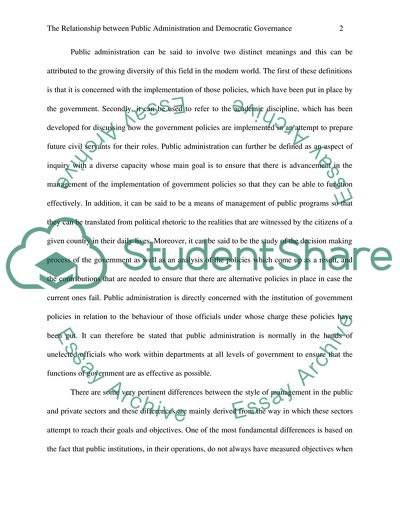 The Relationship between Public Administration and Democratic Governance