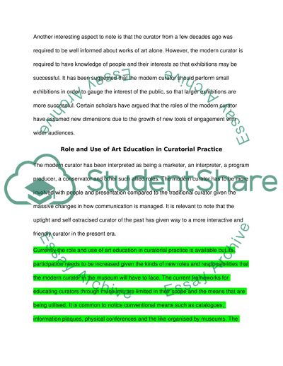 Perceptions about Art Education from the Curators End