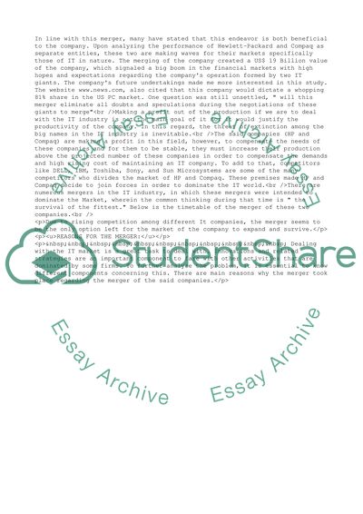 Analyzing the Performance of Hewlett-Packard and Compaq