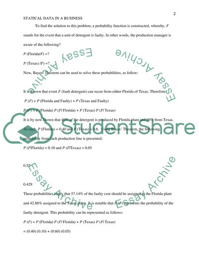 Statical Data in a Business