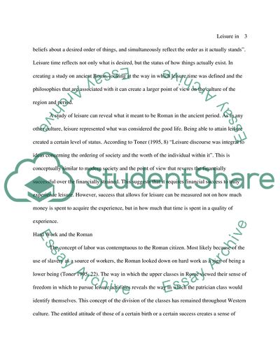 The Culture of Ancient Rome Revealed through Its Leisure