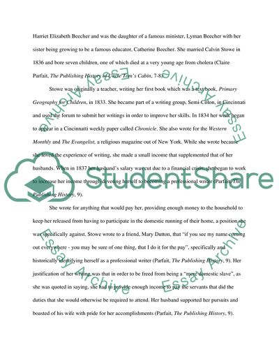 Stowe about the Horrors of Slavery and the American Civil War