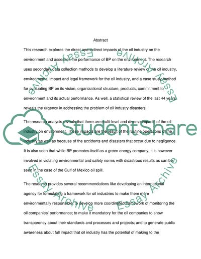 Assessing the Impact of Oil Disasters on the Environment