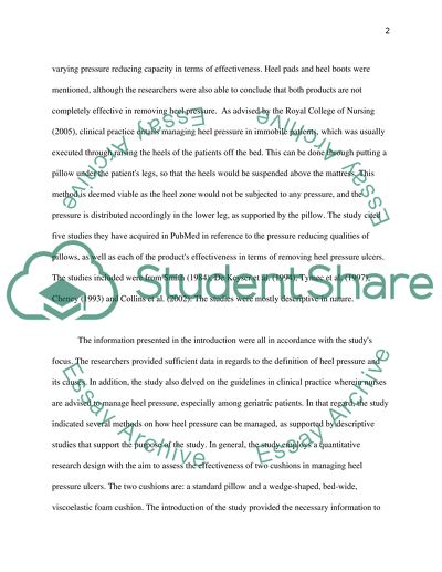Analysis of Effectiveness of Two Cushions in the Prevention of Heel Pressure Ulcers Study